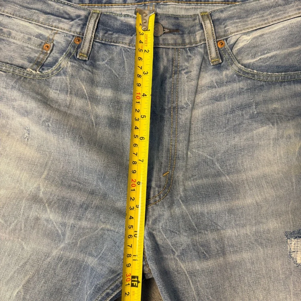 Levis 514 Straight Fit Mens 38x30 Distressed Light Wash Acid Denim Jeans